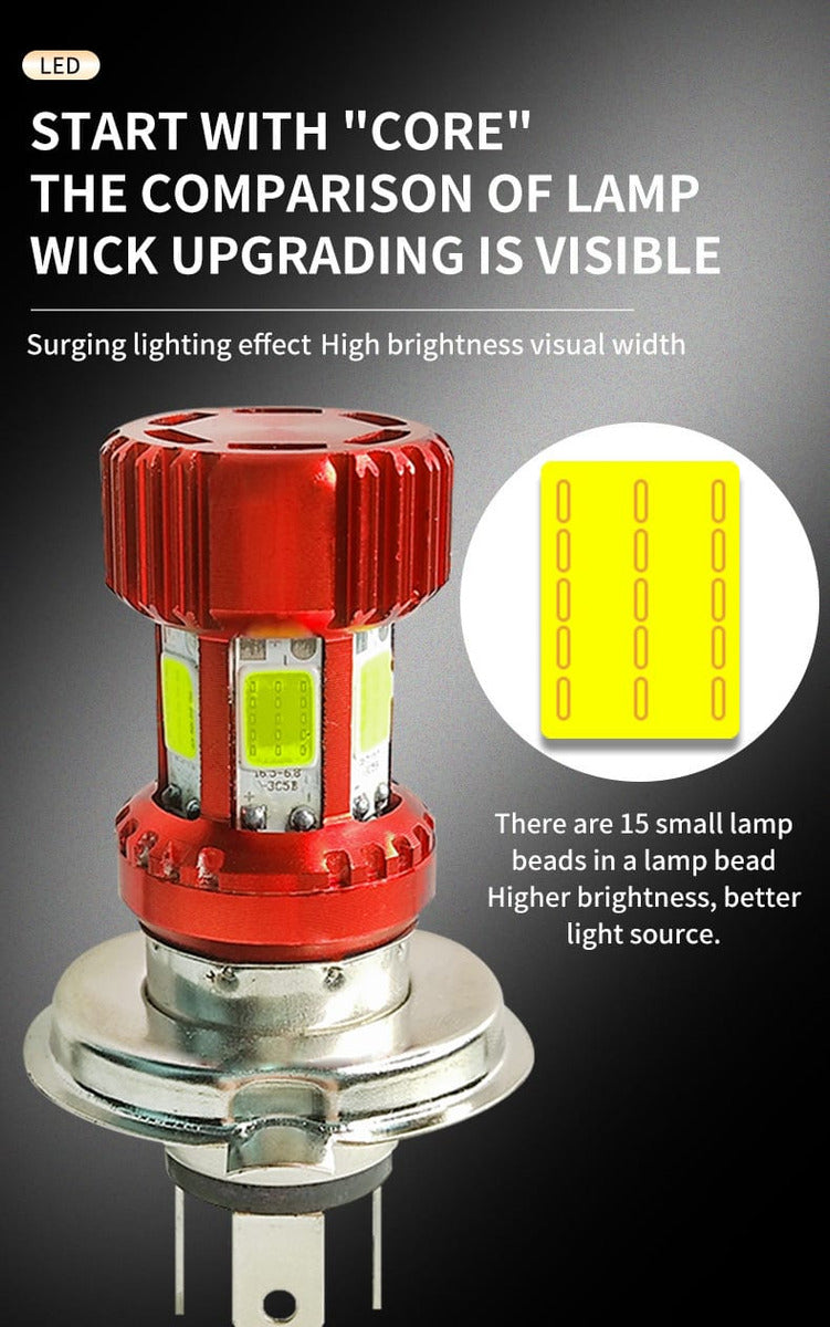 Ampolleta Led H4 Pro Foco H4 Moto Luz Blanca 6000k 7w 12v