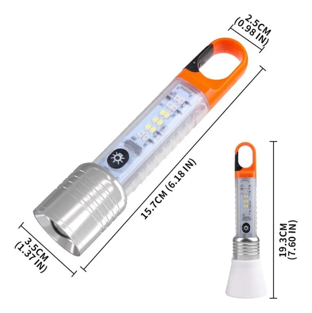 Linterna Foco Led Largo Alcance 600 Metros Usb + Baliza Led