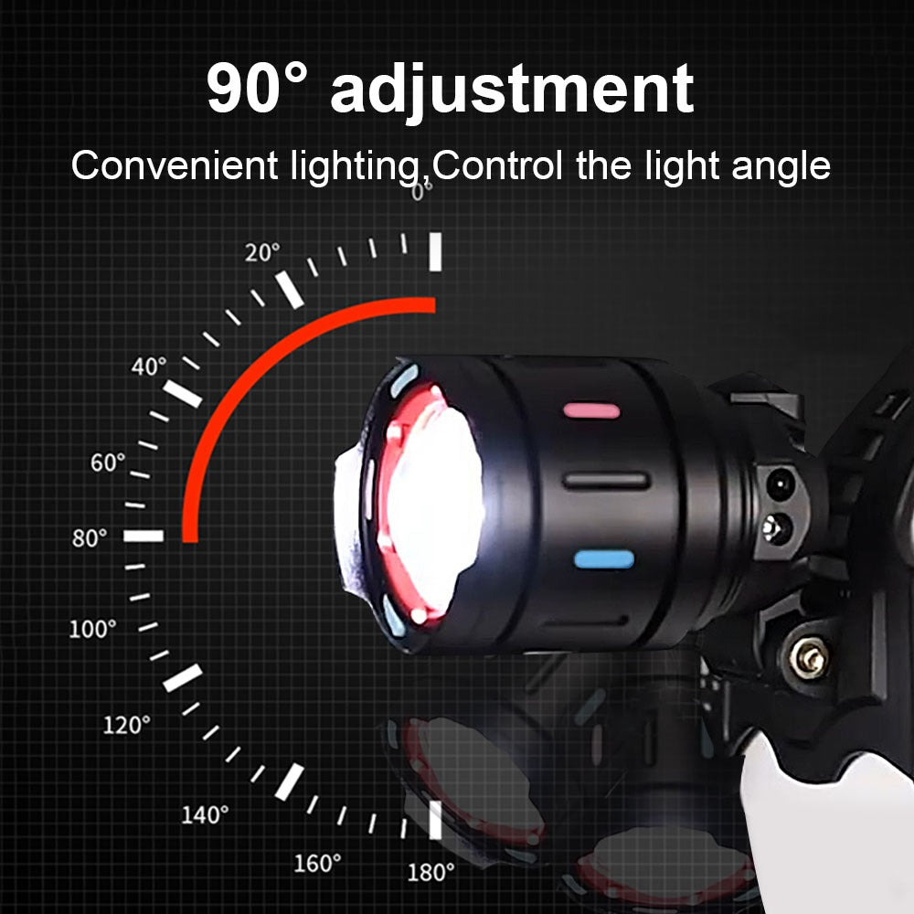 Linterna Cabeza Led 90000 Lm Recargable Tipo-c Tactica 800w