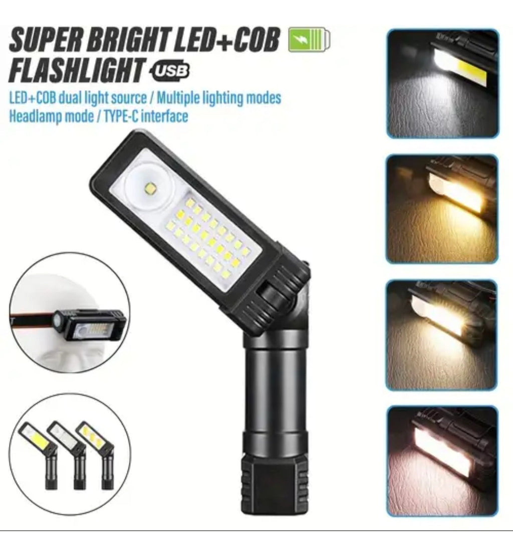 Linterna De Trabajo Pesado Led 20w Recargable Con Imán Pinza