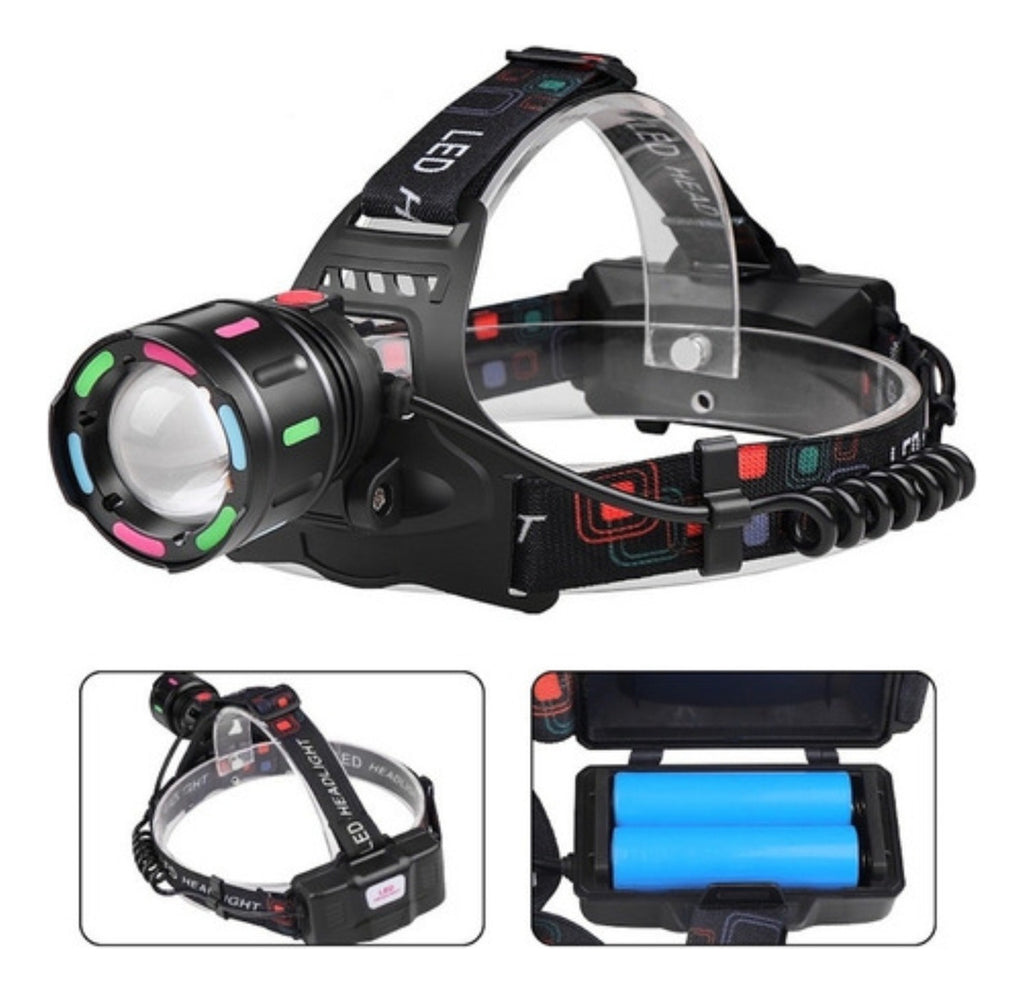 Linterna Cabeza Led 90000 Lm Recargable Tipo-c Tactica 800w