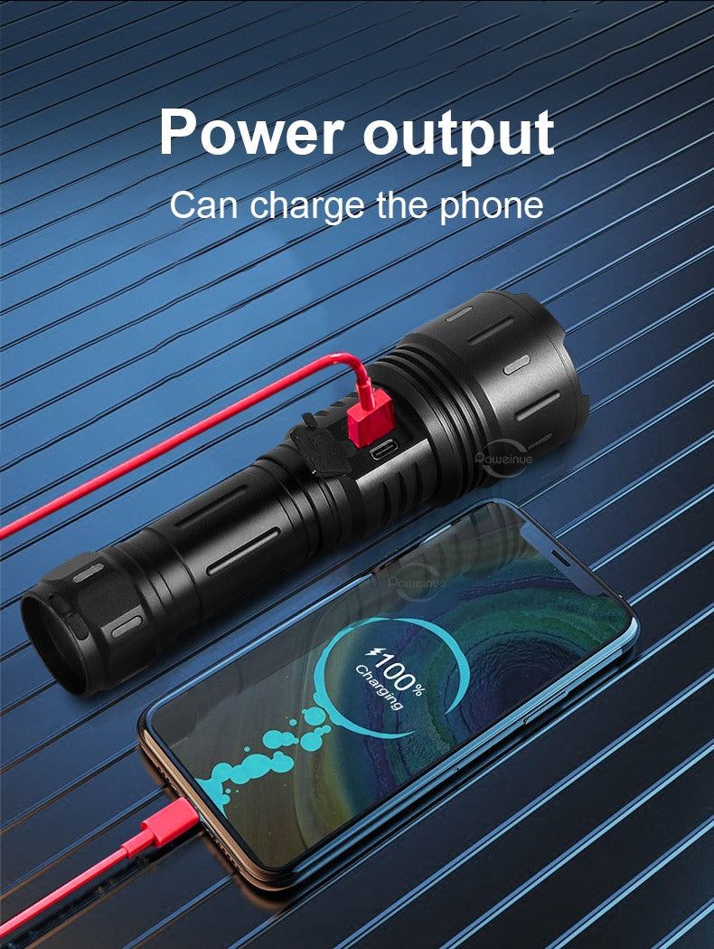 Linterna Táctica Led Brillante 25000lm Recargable Tipo-c Sos