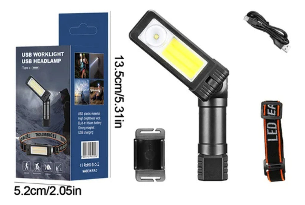 Linterna De Trabajo Pesado Led 20w Recargable Con Imán Pinza