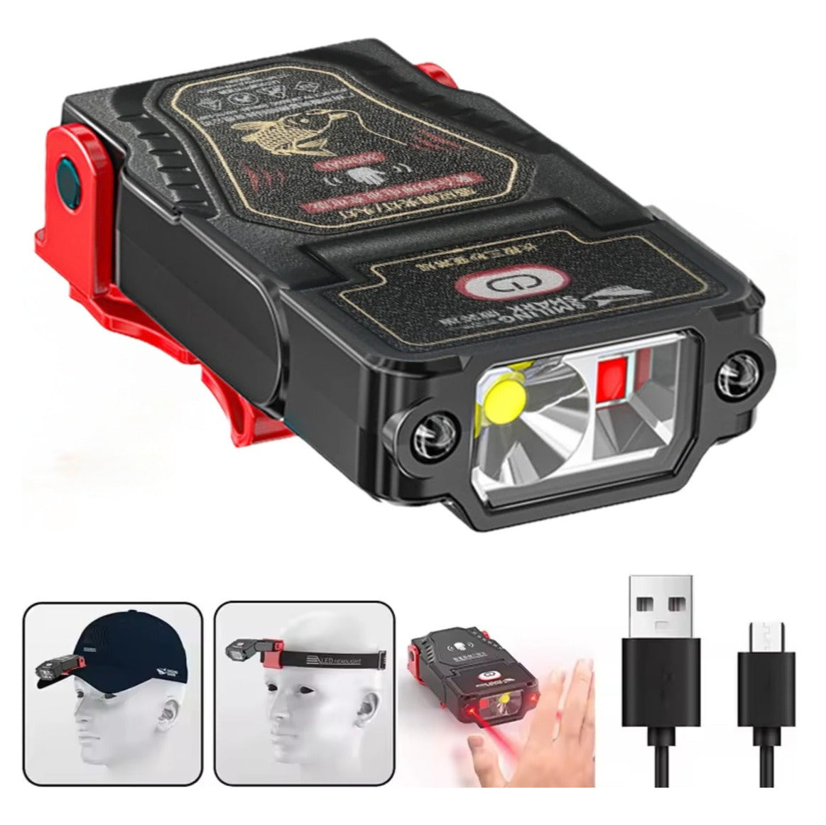 Linterna Cabeza Led Frontal Recargable Jockey Shark Fenix Blanco Negro