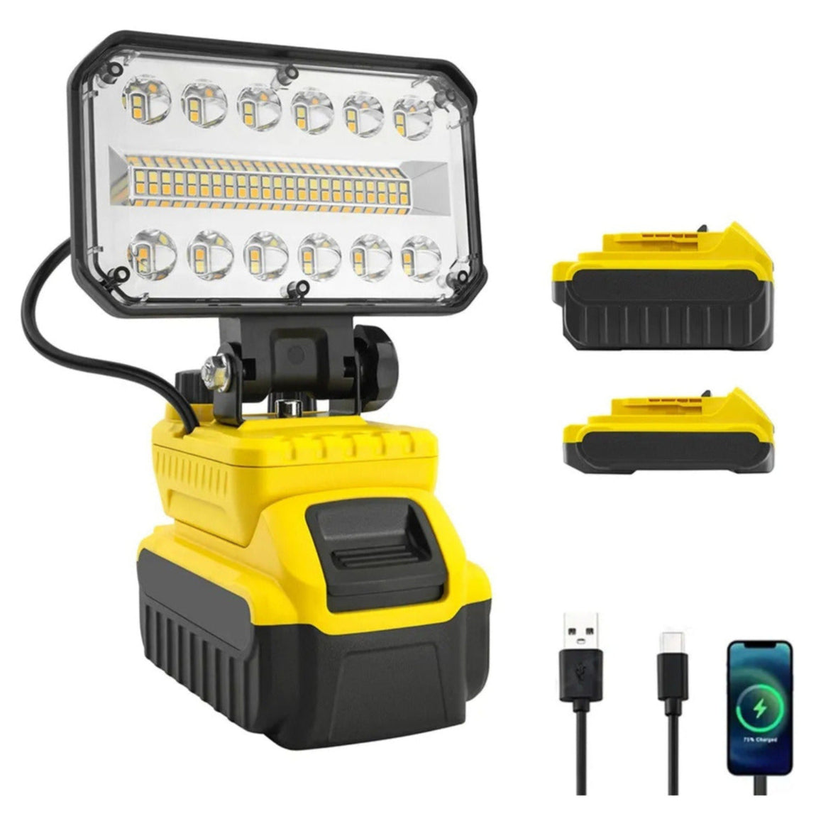 Lampara Inalámbrica 18v 1700lm Linterna Led 30w Recargable Amarillo Doble Tono