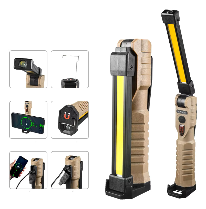 Linterna De Trabajo Led Plegable Recargable Con Imán 360°