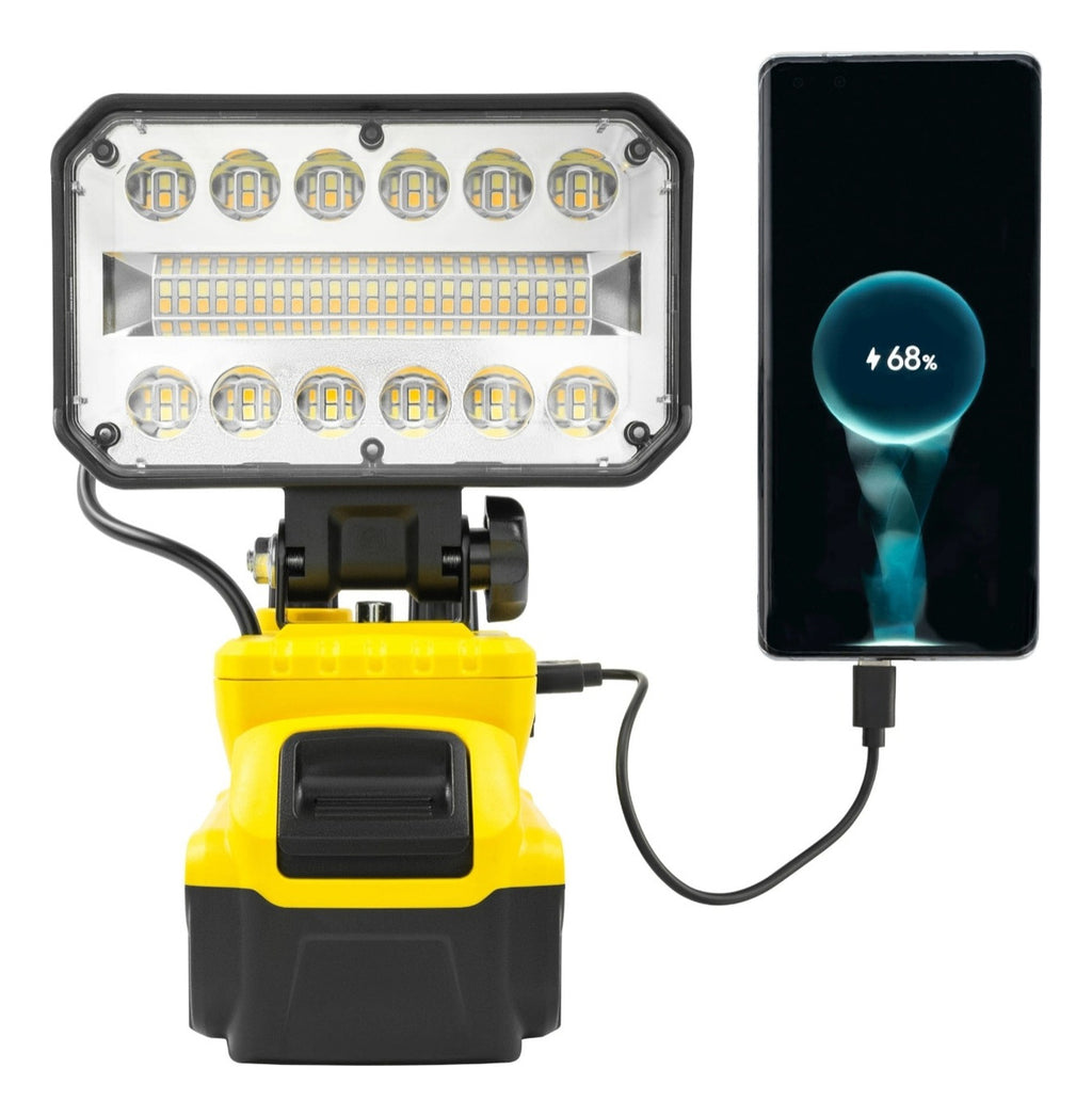 Lampara Inalámbrica 18v 1700lm Linterna Led 30w Recargable Amarillo Doble Tono
