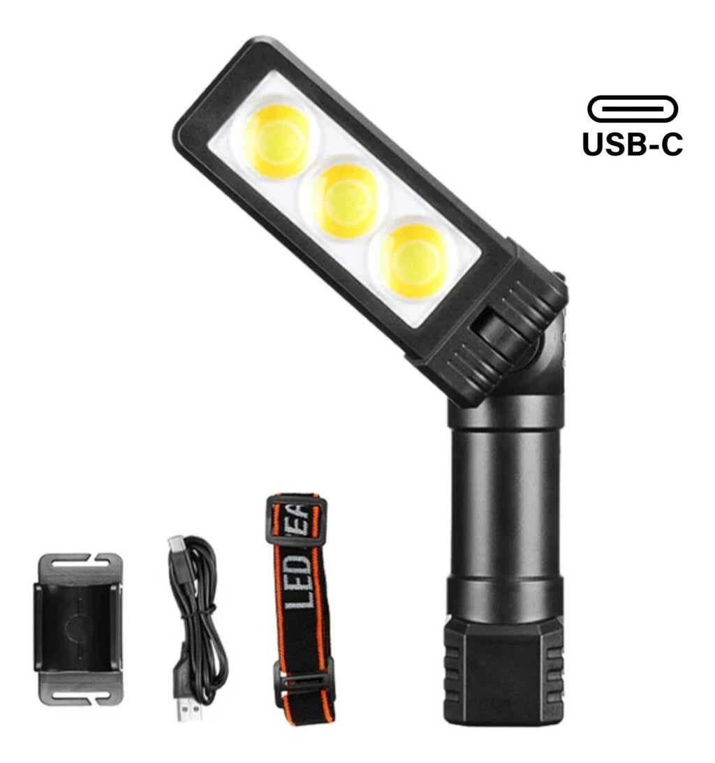 Linterna De Trabajo Pesado Led 20w Recargable Con Imán Pinza