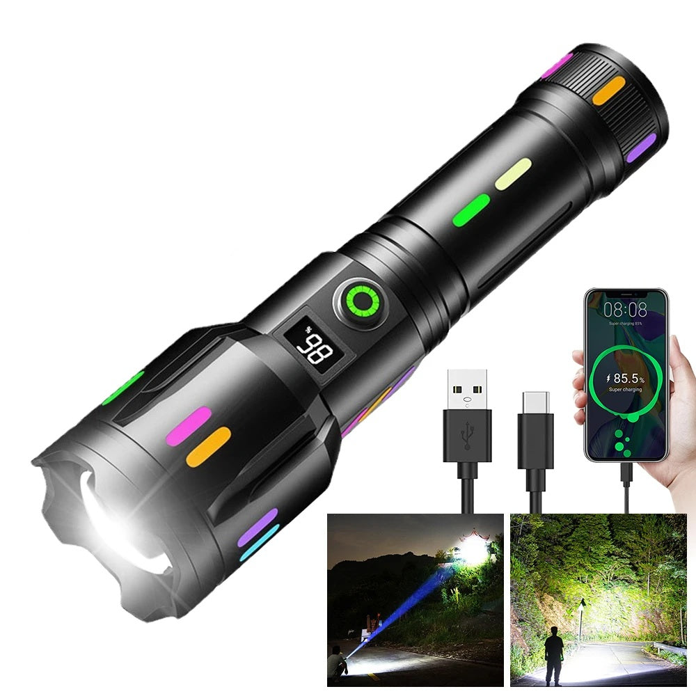 Linterna Táctica Led Brillante 25000lm Recargable Tipo-c Sos